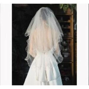 Two-tier Cathedral Length Lace Wedding Veil White bride‎ to be whimsical fairy